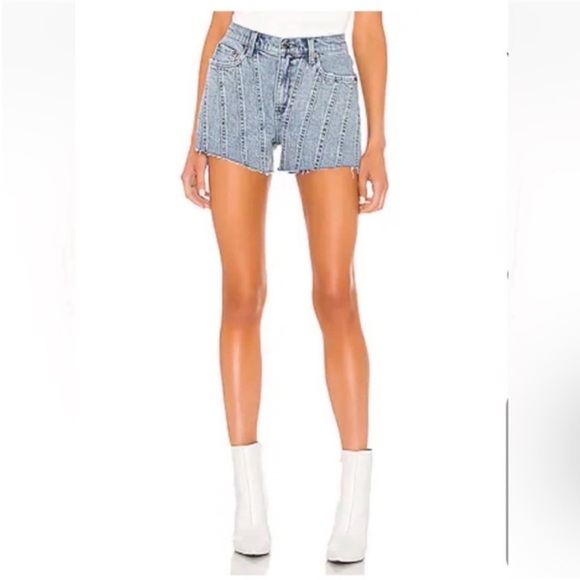 PISTOLA Light Blue Striped Jean Shorts Sz 27 - Picture 2 of 10